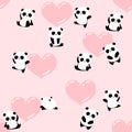 Cute cartoon panda bear seamless pattern, romantic animal background, for kids, for ValentineÃÂ¢Ã¢âÂ¬Ã¢âÂ¢s day